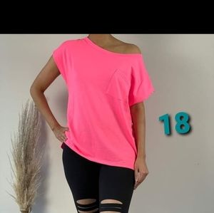 Hot pink off shoulder t shirt